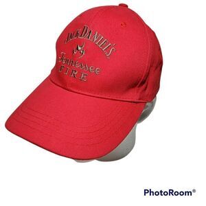 Jack Daniels Baseball Hat Tennessee Fire Stitched Red Adjustable Strap Unisex